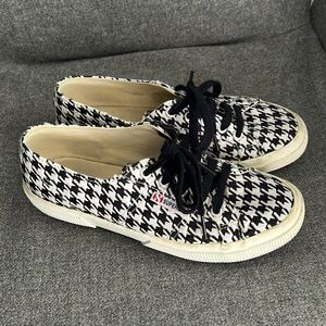 Superga black & white Houndstooth sneakers size 38